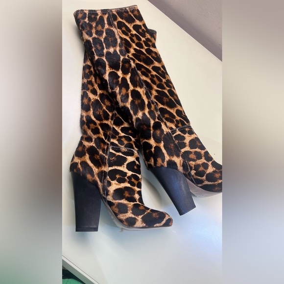 MADE IN ITALY Sebastian Milano leopard print high Heeled Boots - Picture 3 of 6